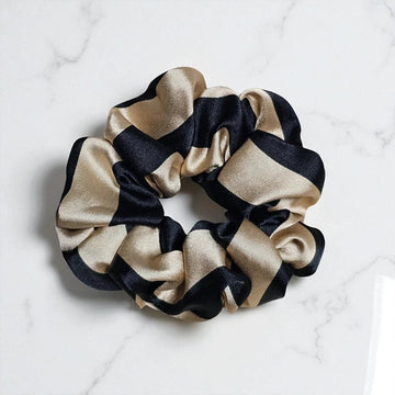 Noir Chic Printed Satin Scrunchie