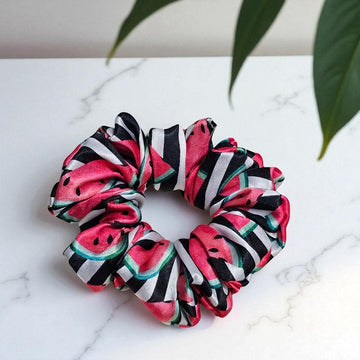Watermelon Pop Printed Satin Scrunchie