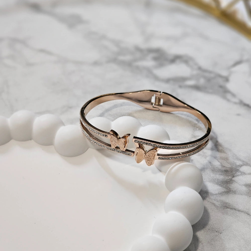 Luna Wings Rose Gold Bangle Bracelet