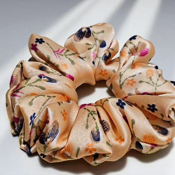 Buttercream Blush Printed Satin Scrunchie