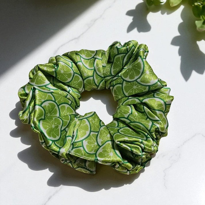 Citrus Glow Printed Satin Scrunchie