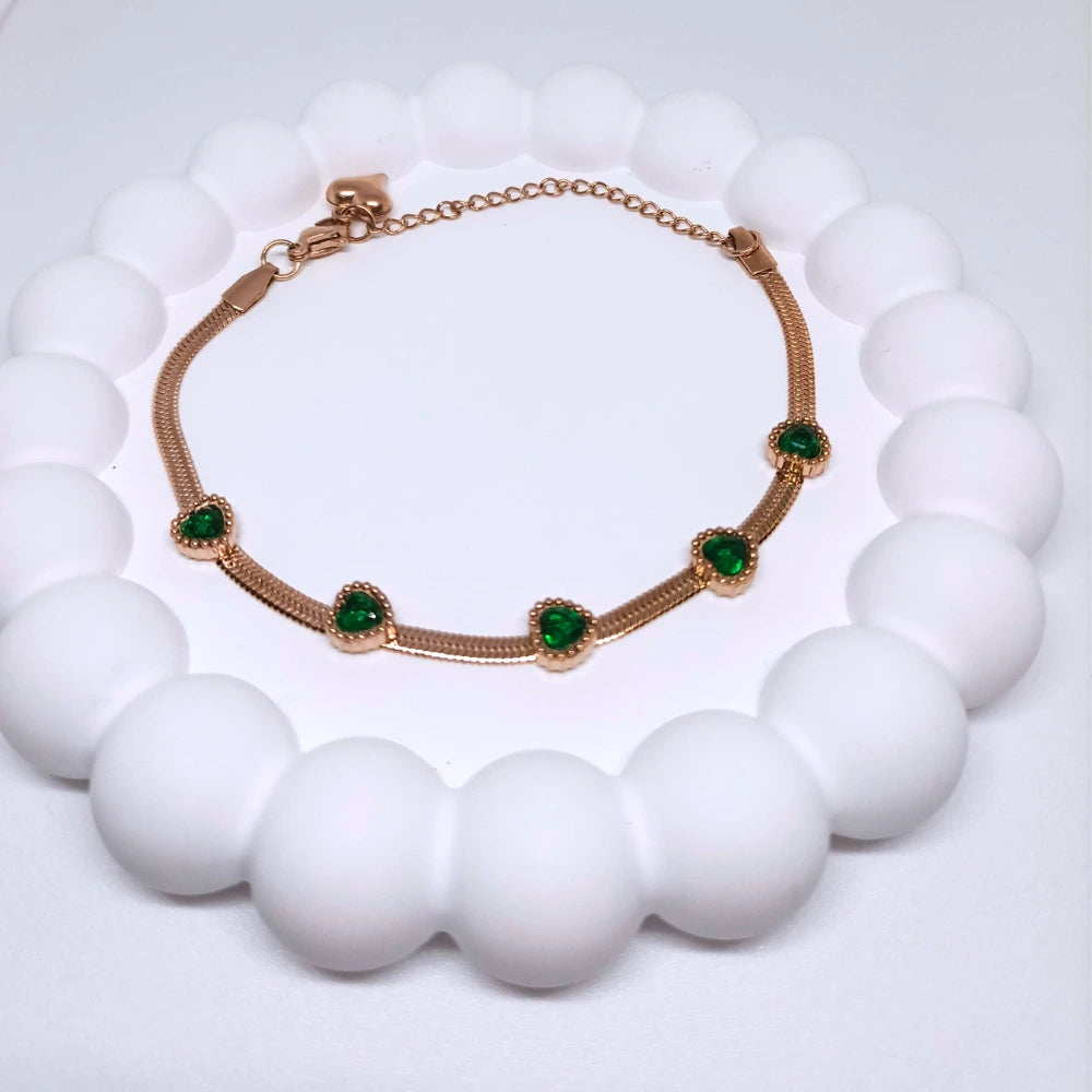 Heart Drop Green Bracelet