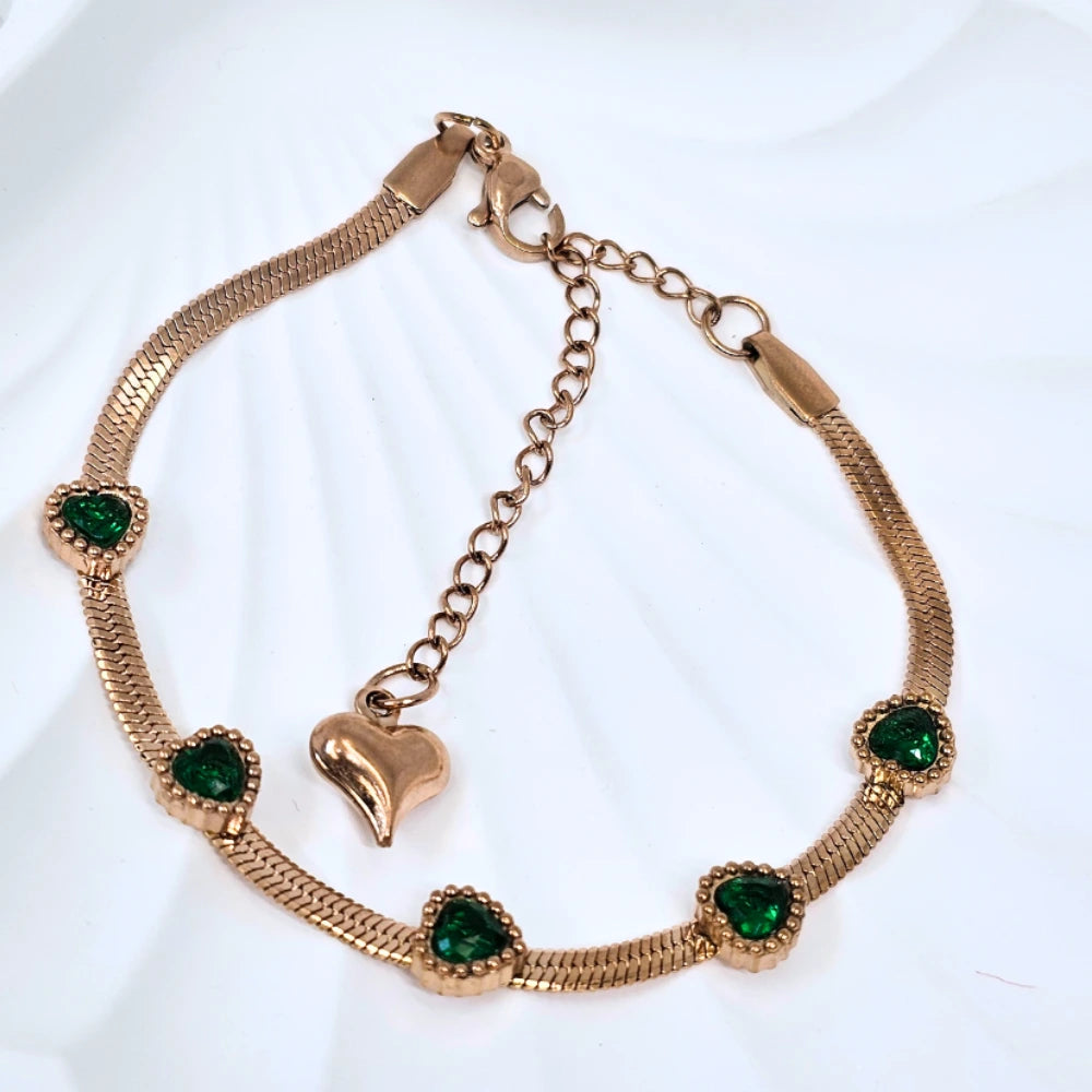 Heart Drop Green Bracelet