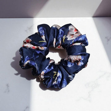 Midnight Silk Printed Satin Scrunchie