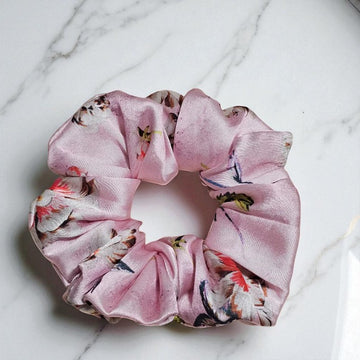 Rose Twist Printed Satin Scrunchie