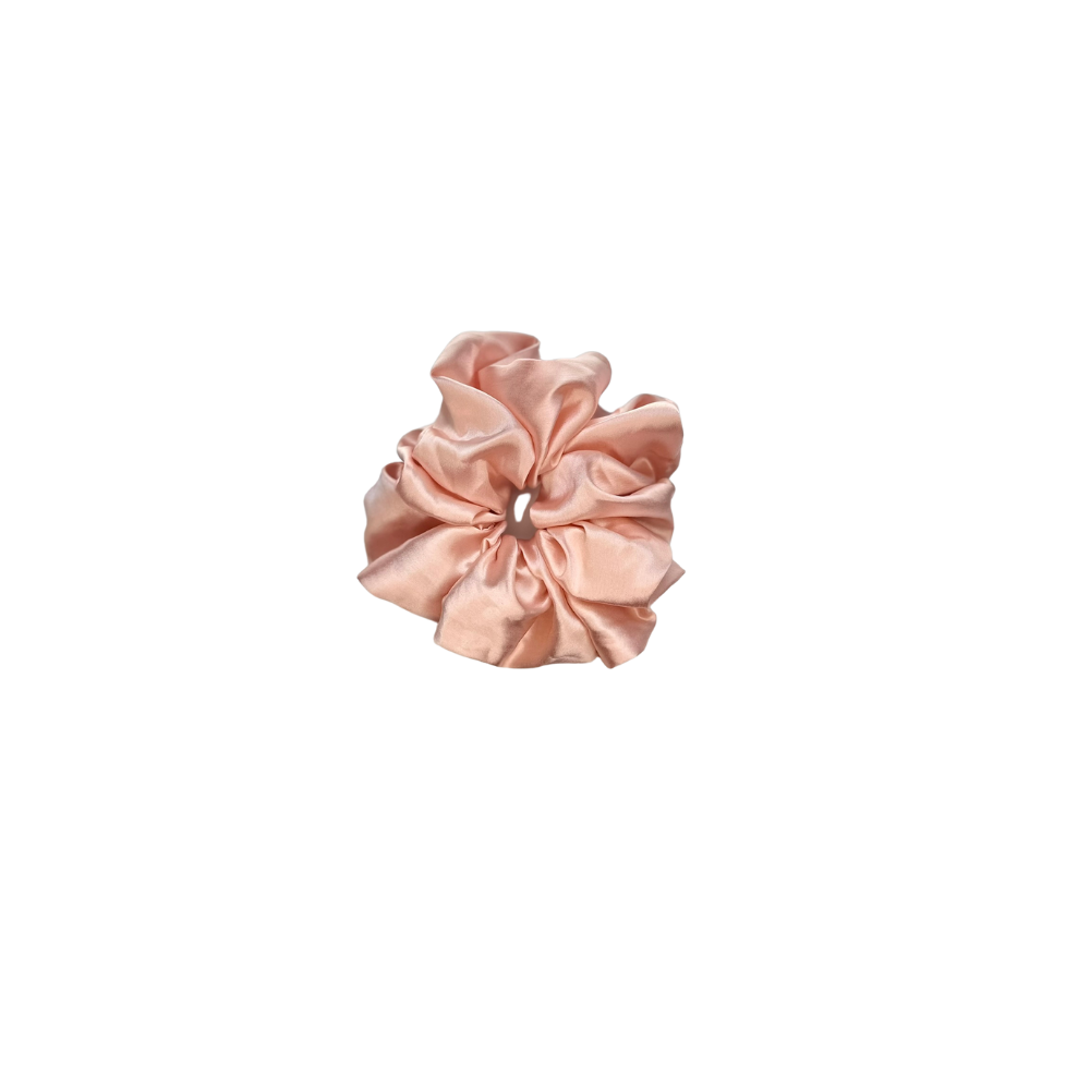 Sunlit Peach Satin Scrunchies